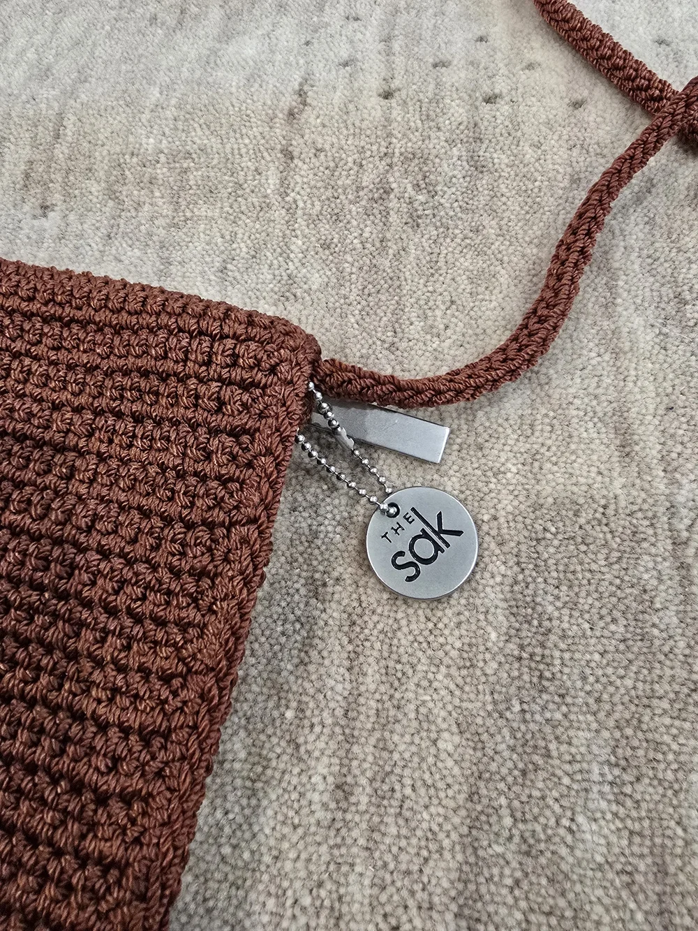 Handmade Crochet Crossbody Bag - Brown